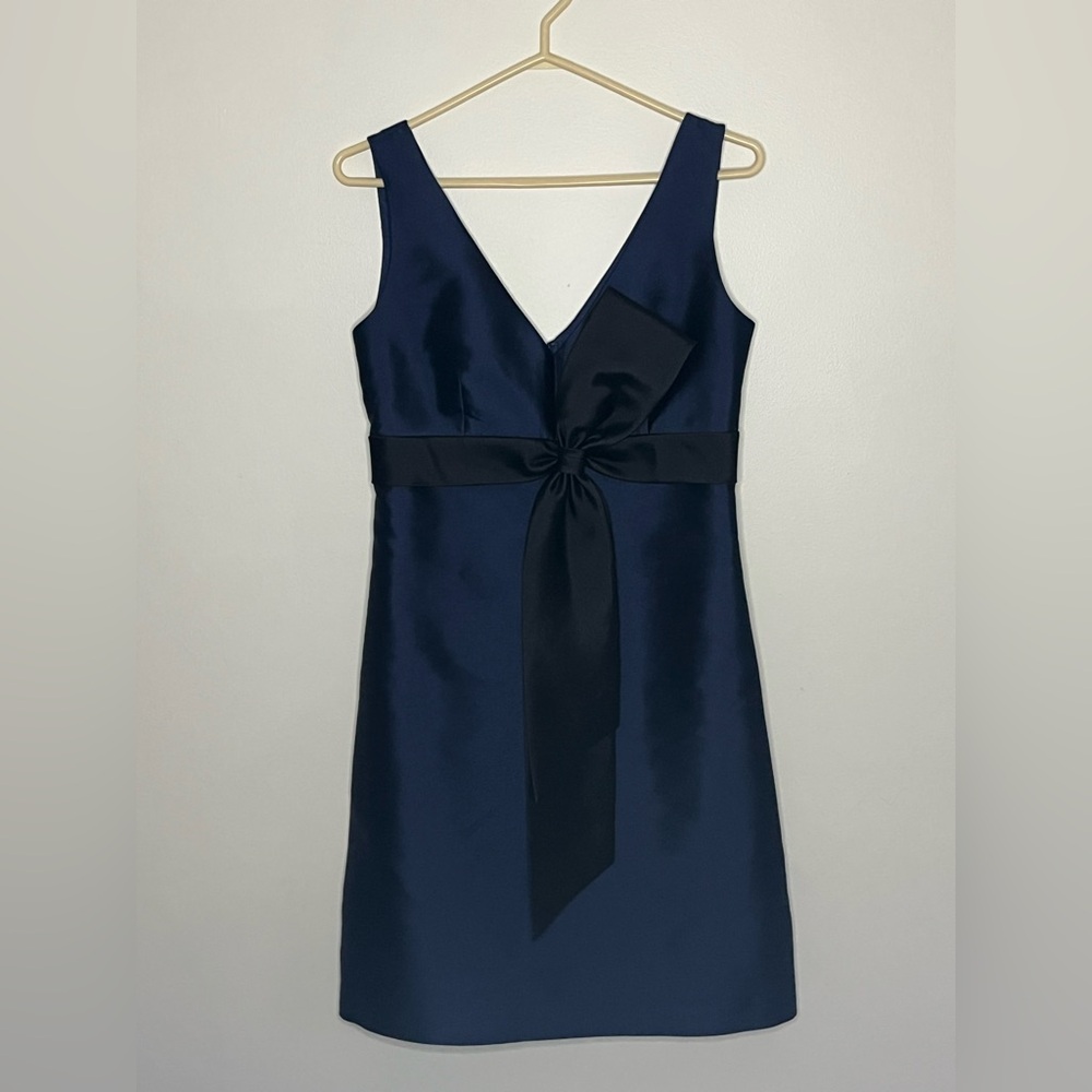 TORY BURCH-Navy/Black Classic Bow Embellished Back Zip Dress Sz 8